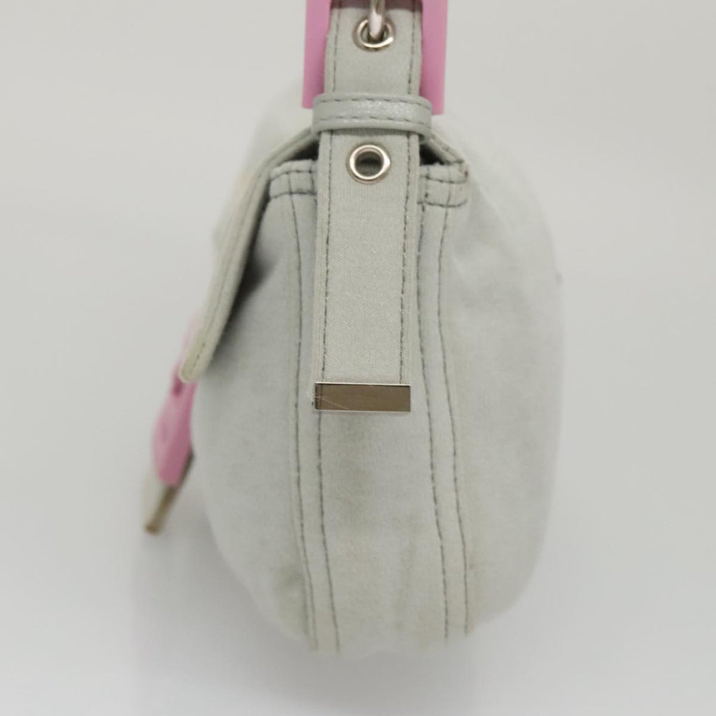 FENDI Mamma Baguette Shoulder Bag Cotton Gray Silver 104866