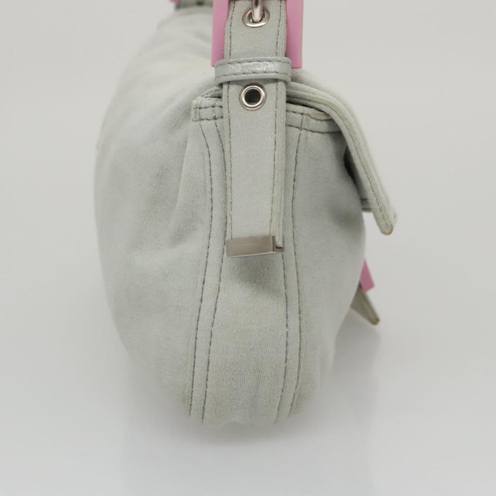 FENDI Mamma Baguette Shoulder Bag Cotton Gray Silver 104866