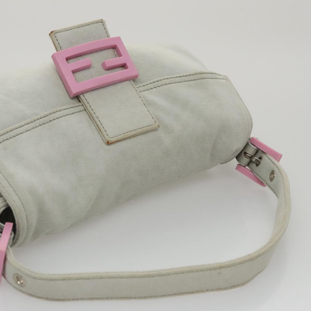 FENDI Mamma Baguette Shoulder Bag Cotton Gray Silver 104866