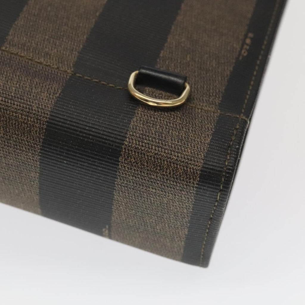 FENDI Pecan Canvas Hand Bag PVC Leather 2way Black Brown 104965