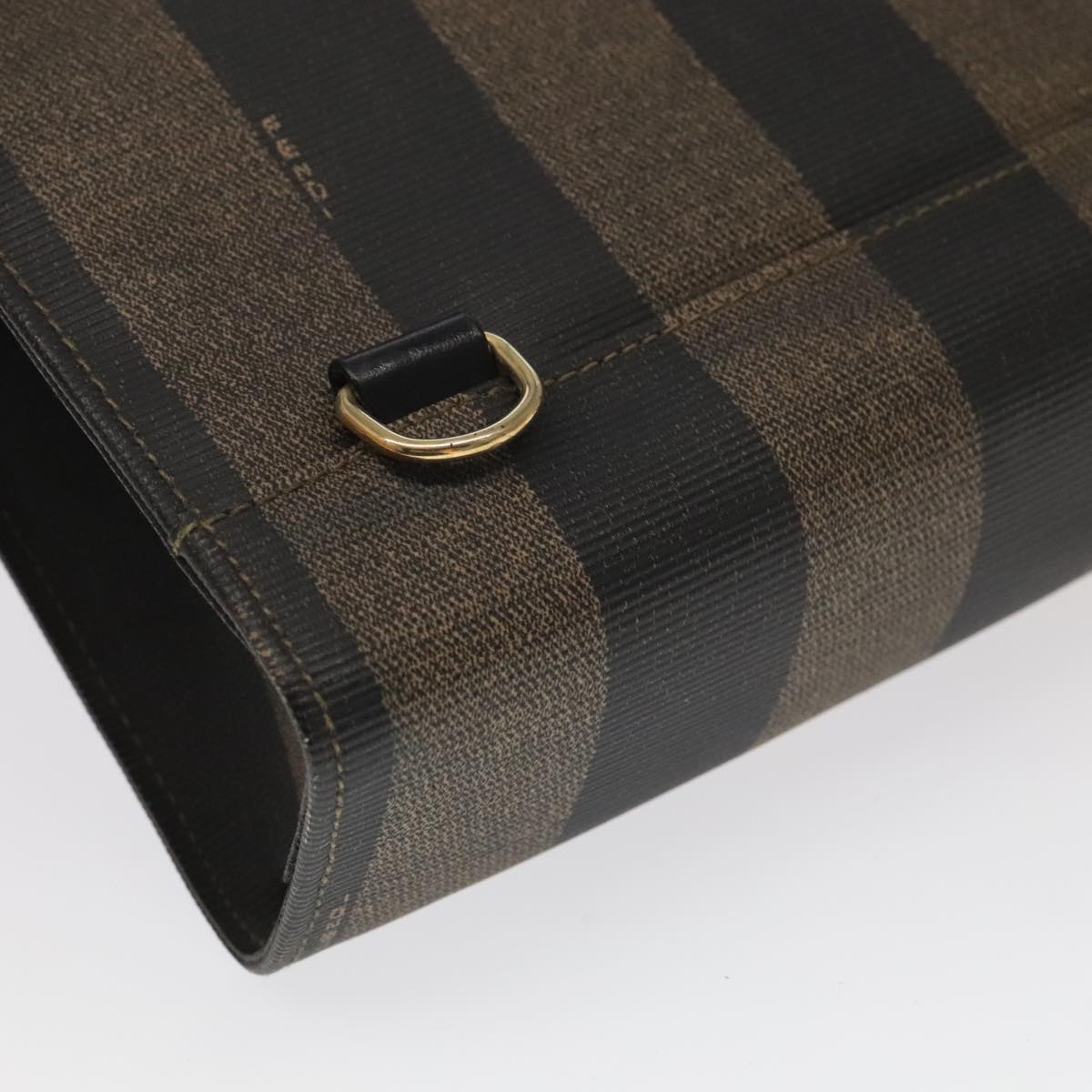 FENDI Pecan Canvas Hand Bag PVC Leather 2way Black Brown 104965
