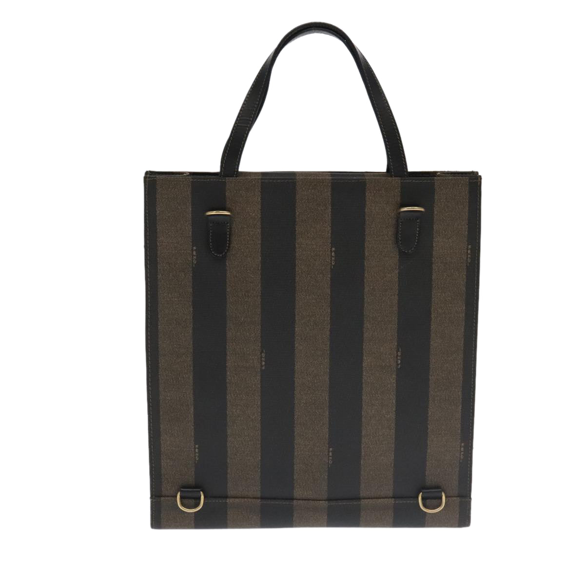 FENDI Pecan Canvas Hand Bag PVC Leather 2way Black Brown 104965