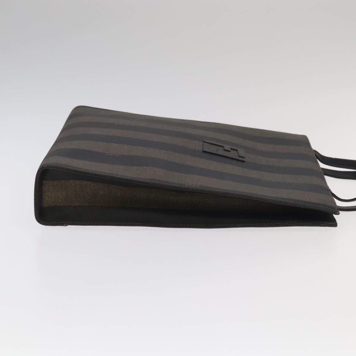 FENDI Pecan Canvas Hand Bag PVC Leather 2way Black Brown 104965
