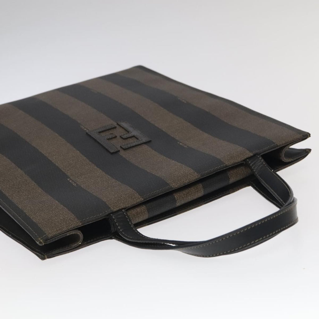 FENDI Pecan Canvas Hand Bag PVC Leather 2way Black Brown 104965