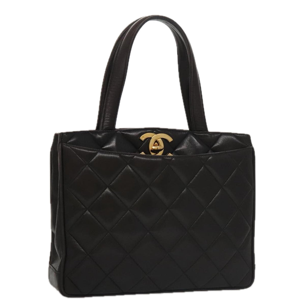 CHANEL Matelasse Tote Bag Lamb Skin Black CC 104982