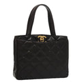 CHANEL Matelasse Tote Bag Lamb Skin Black CC 104982
