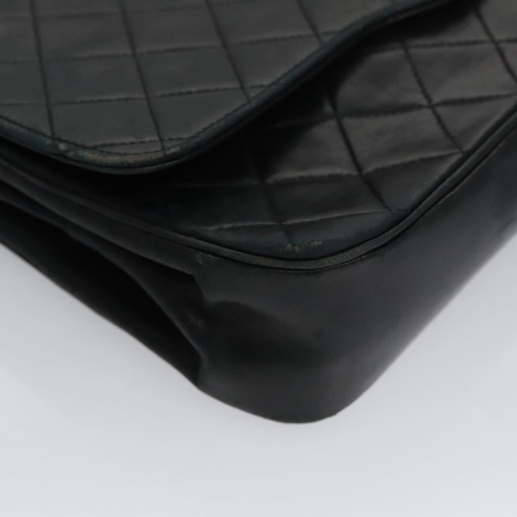 CHANEL Chain Matelasse Shoulder Bag Lamb Skin Navy CC 104986