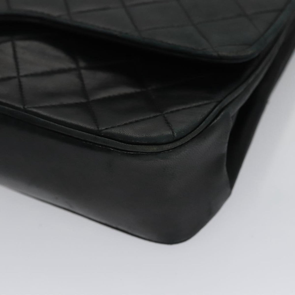 CHANEL Chain Matelasse Shoulder Bag Lamb Skin Navy CC 104986