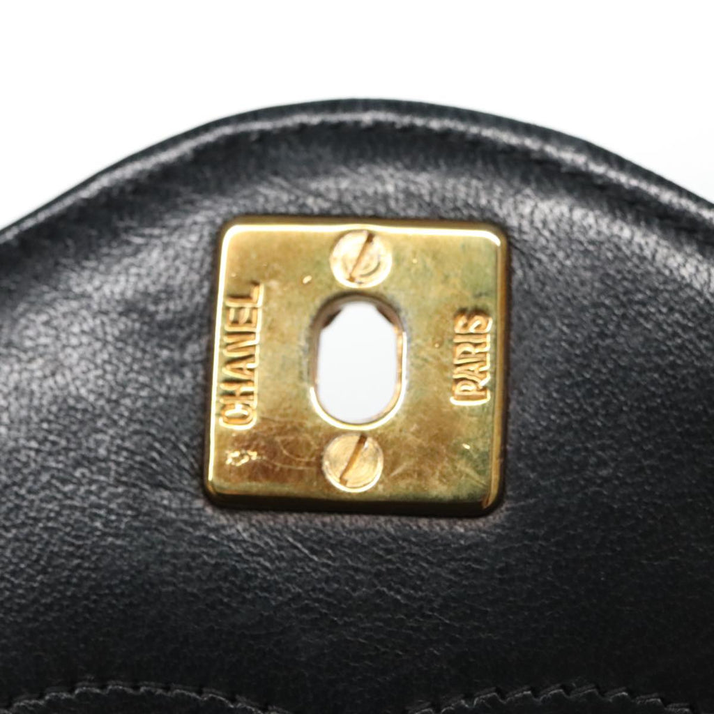 CHANEL Chain Matelasse Shoulder Bag Lamb Skin Navy CC 104986