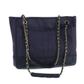CHANEL Chain Matelasse Shoulder Bag Canvas Navy CC 104987
