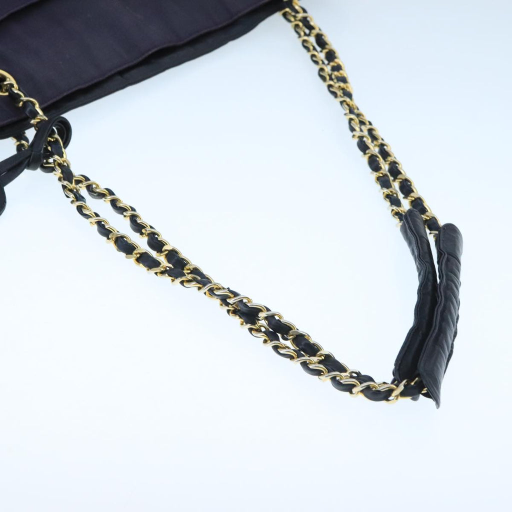 CHANEL Chain Matelasse Shoulder Bag Canvas Navy CC 104987