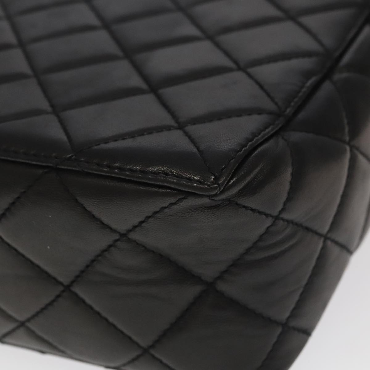 CHANEL Matelasse Shoulder Bag Lamb Skin Black Gold CC 104998A