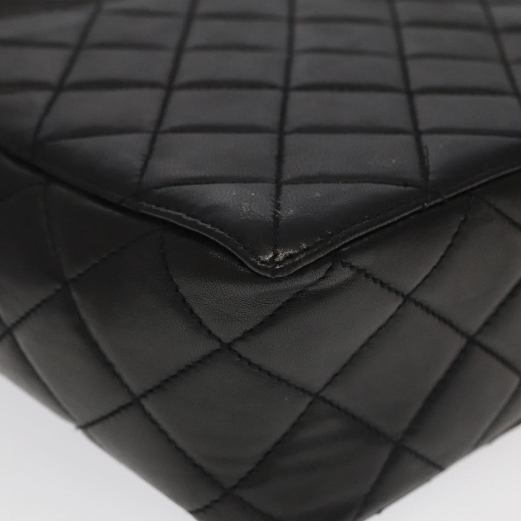 CHANEL Matelasse Shoulder Bag Lamb Skin Black Gold CC 104998A