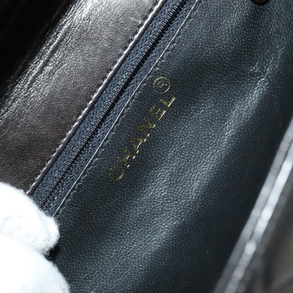 CHANEL Matelasse Shoulder Bag Lamb Skin Black Gold CC 104998A