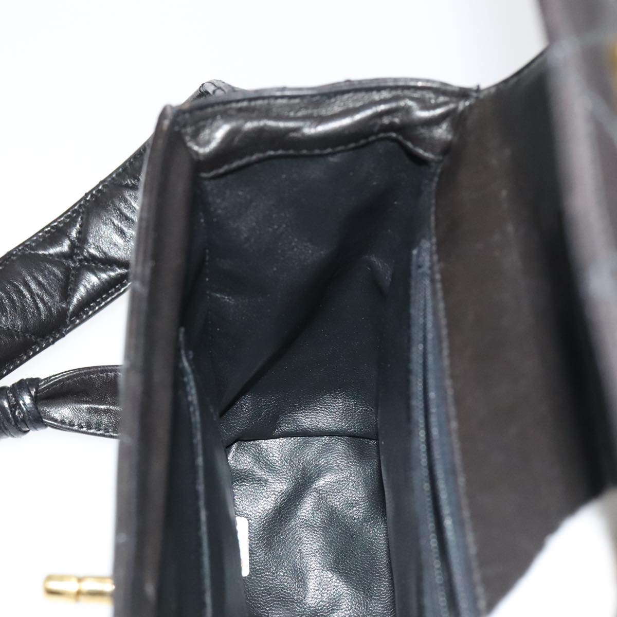 CHANEL Matelasse Shoulder Bag Lamb Skin Black Gold CC 104998A