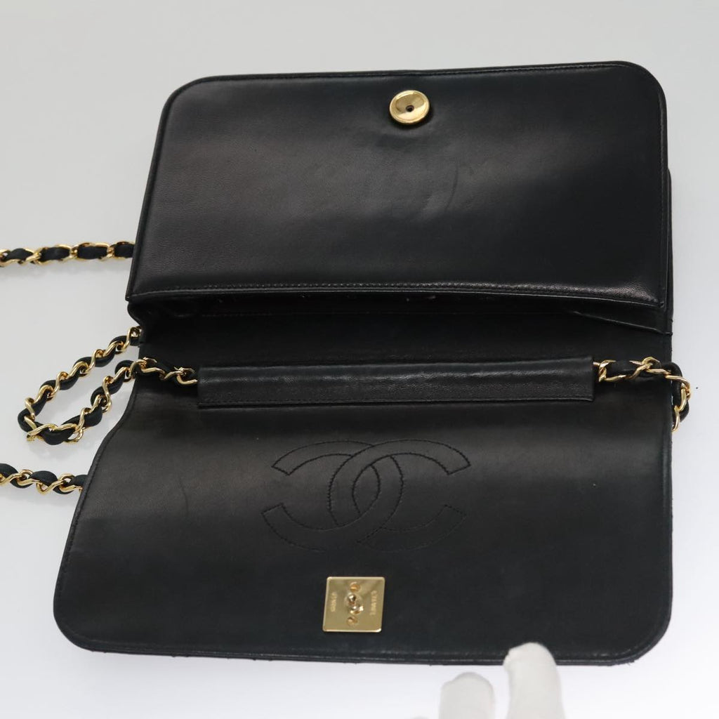 CHANEL Matelasse Chain Shoulder Bag Lamb Skin Black CC 104999
