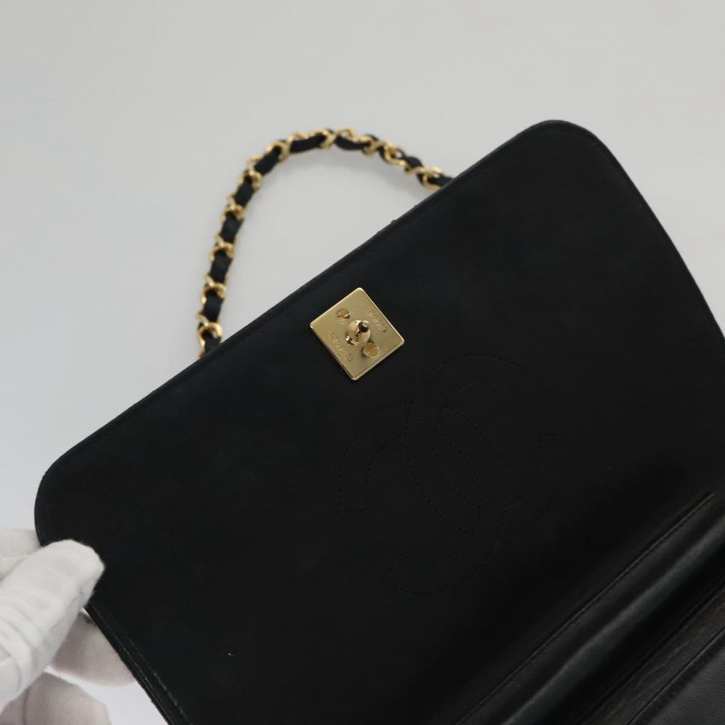 CHANEL Matelasse Chain Shoulder Bag Lamb Skin Black CC 104999