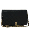 CHANEL Matelasse Chain Shoulder Bag Lamb Skin Black CC 104999