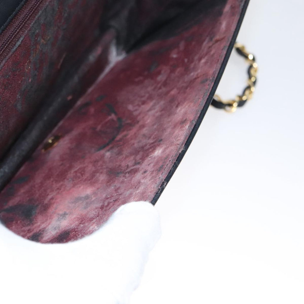 CHANEL Matelasse Chain Shoulder Bag Lamb Skin Black CC 104999