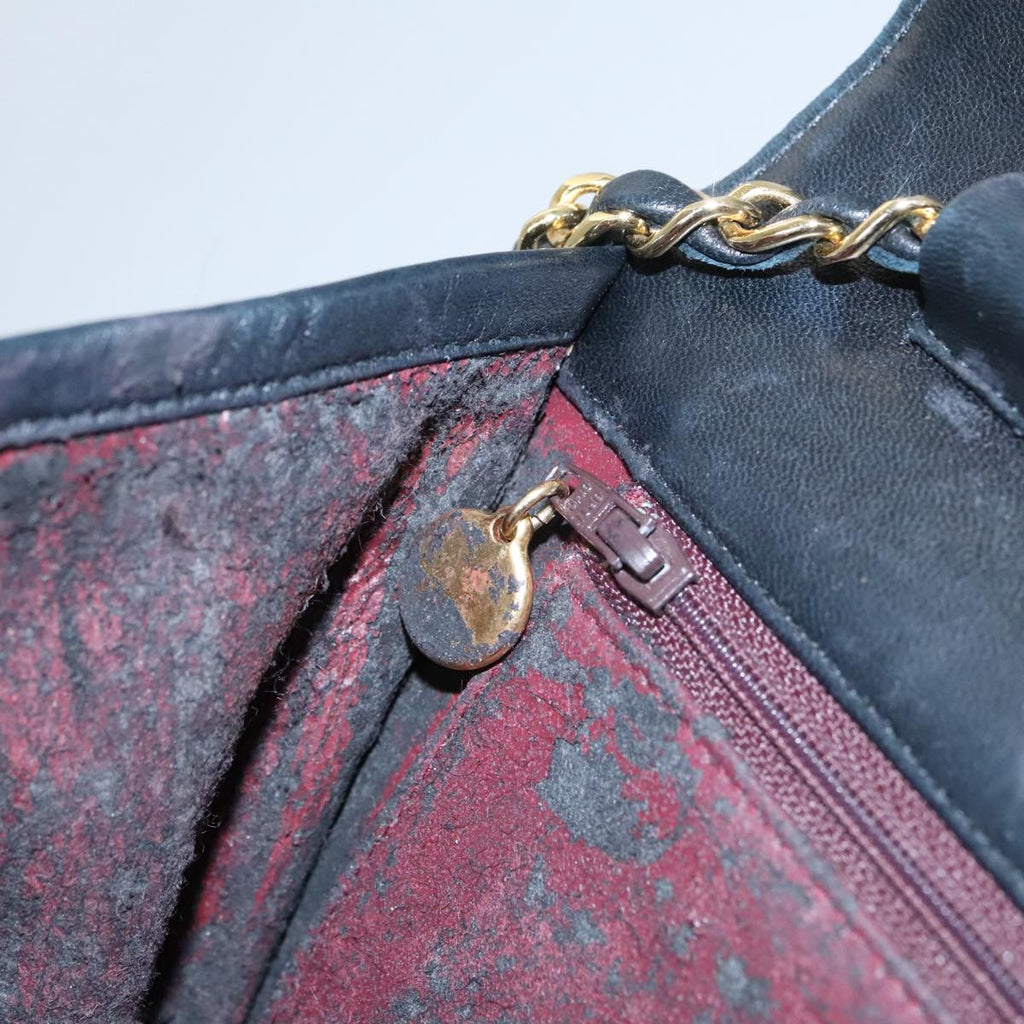 CHANEL Matelasse Chain Shoulder Bag Lamb Skin Black CC 104999