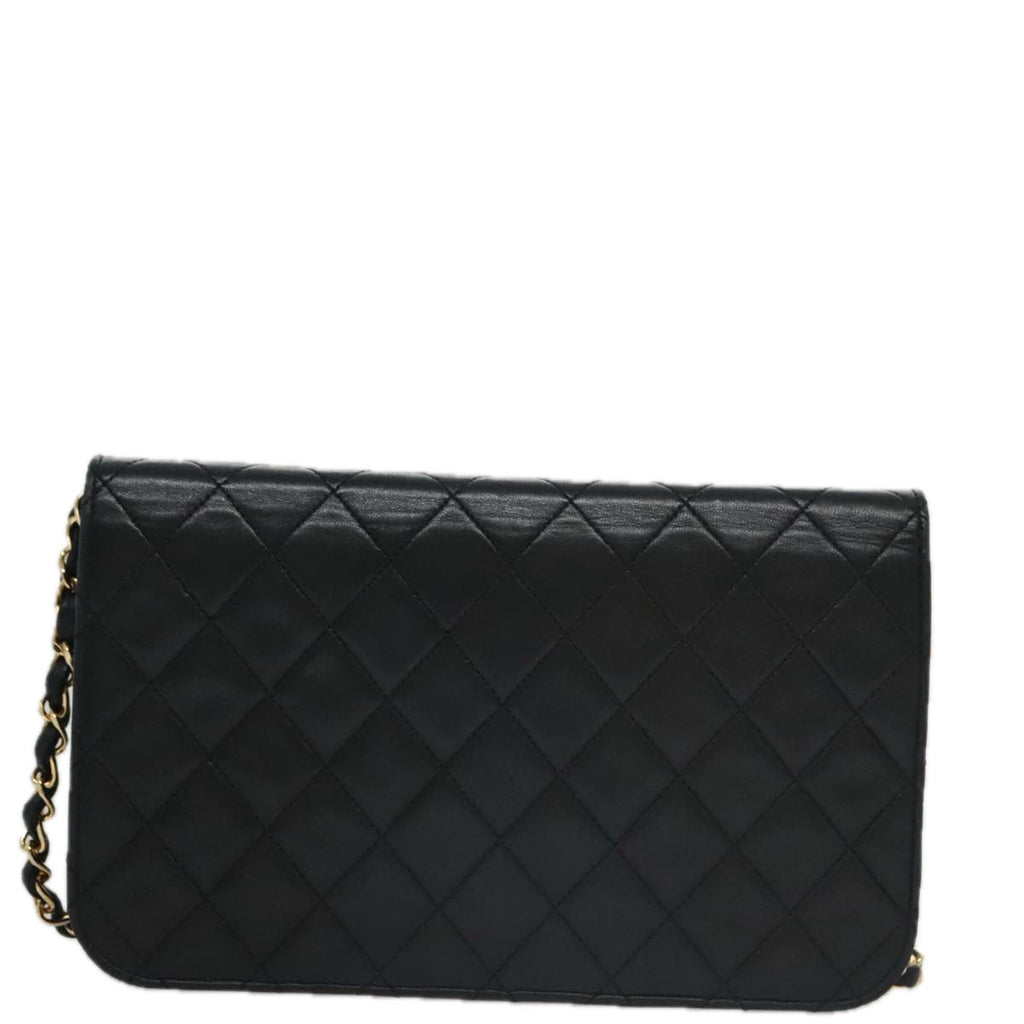 CHANEL Matelasse Chain Shoulder Bag Lamb Skin Black CC 104999