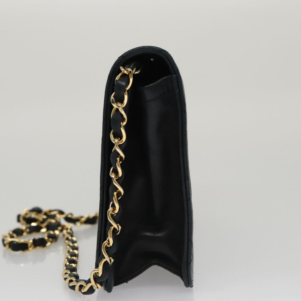 CHANEL Matelasse Chain Shoulder Bag Lamb Skin Black CC 104999