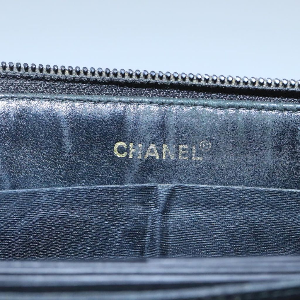 CHANEL COCO Mark Wallet Caviar Skin Black Gold CC 105006