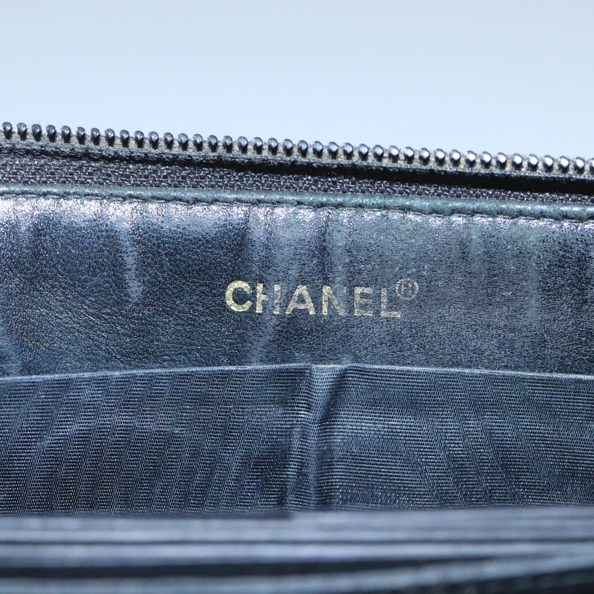 CHANEL COCO Mark Wallet Caviar Skin Black Gold CC 105006