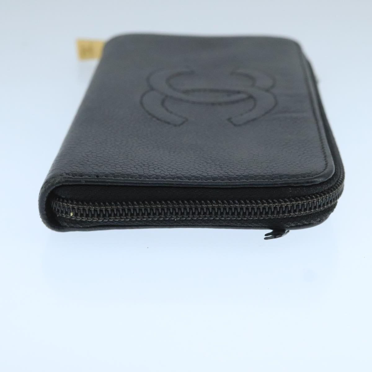 CHANEL COCO Mark Wallet Caviar Skin Black Gold CC 105006