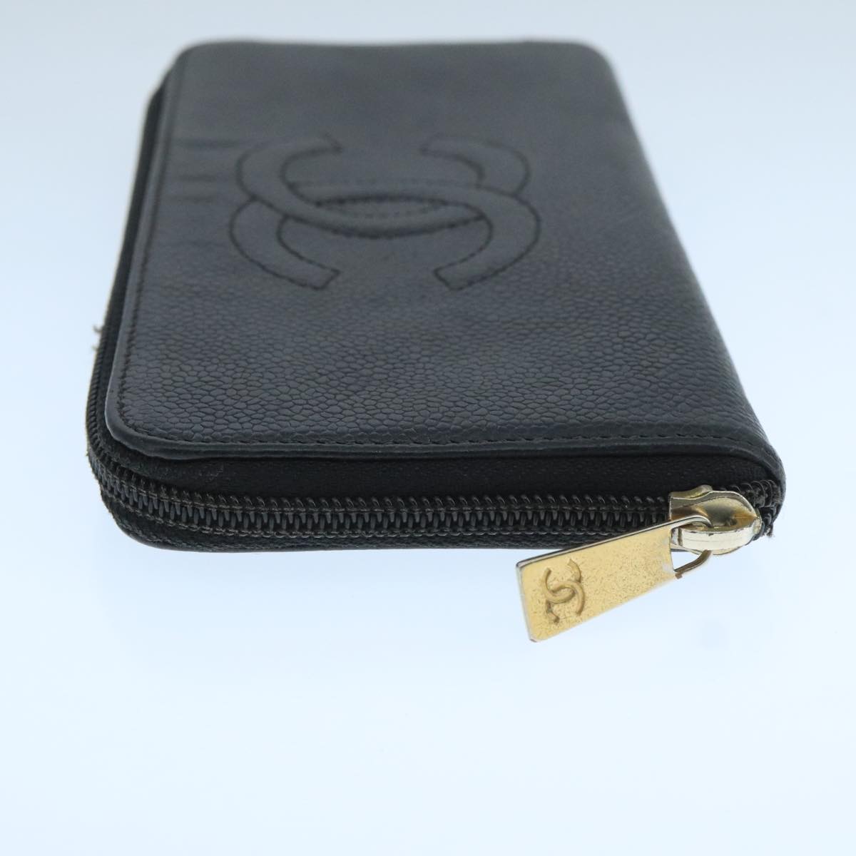 CHANEL COCO Mark Wallet Caviar Skin Black Gold CC 105006