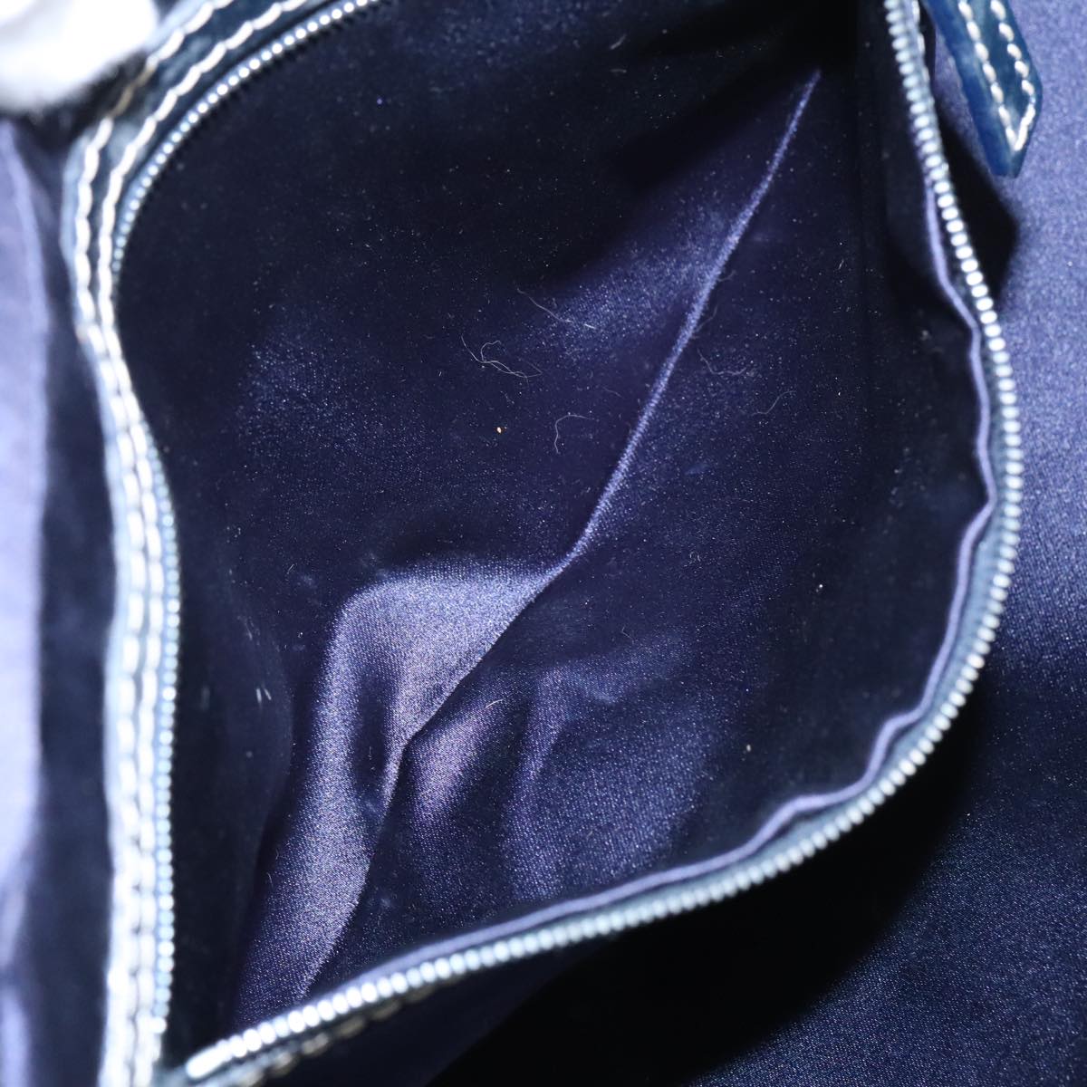 FENDI Zucchino Canvas Hand Bag Navy Silver 105071