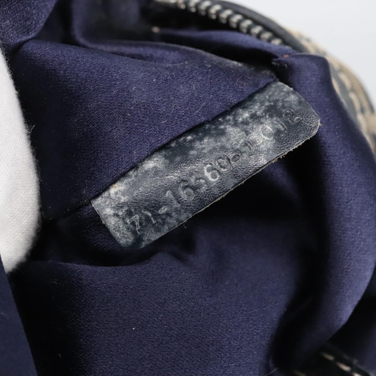 FENDI Zucchino Canvas Hand Bag Navy Silver 105071
