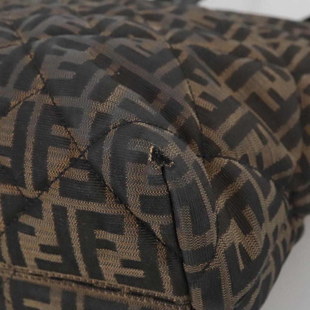 FENDI Zucca Canvas Quilted Tote Bag Brown Black 105094