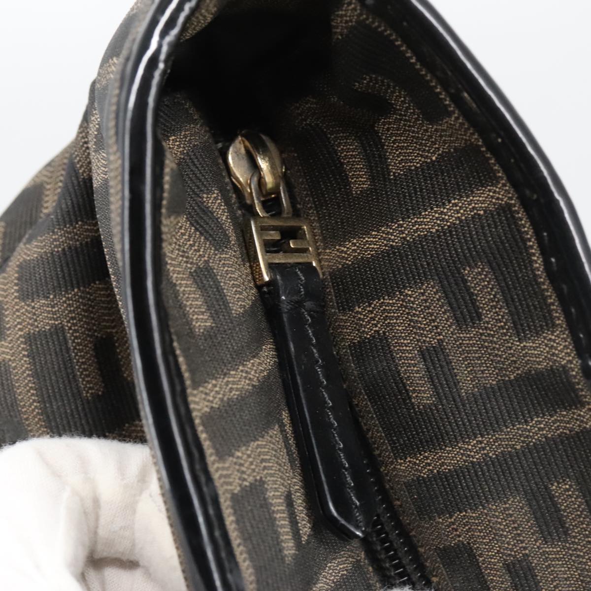FENDI Zucca Canvas Quilted Tote Bag Brown Black 105094