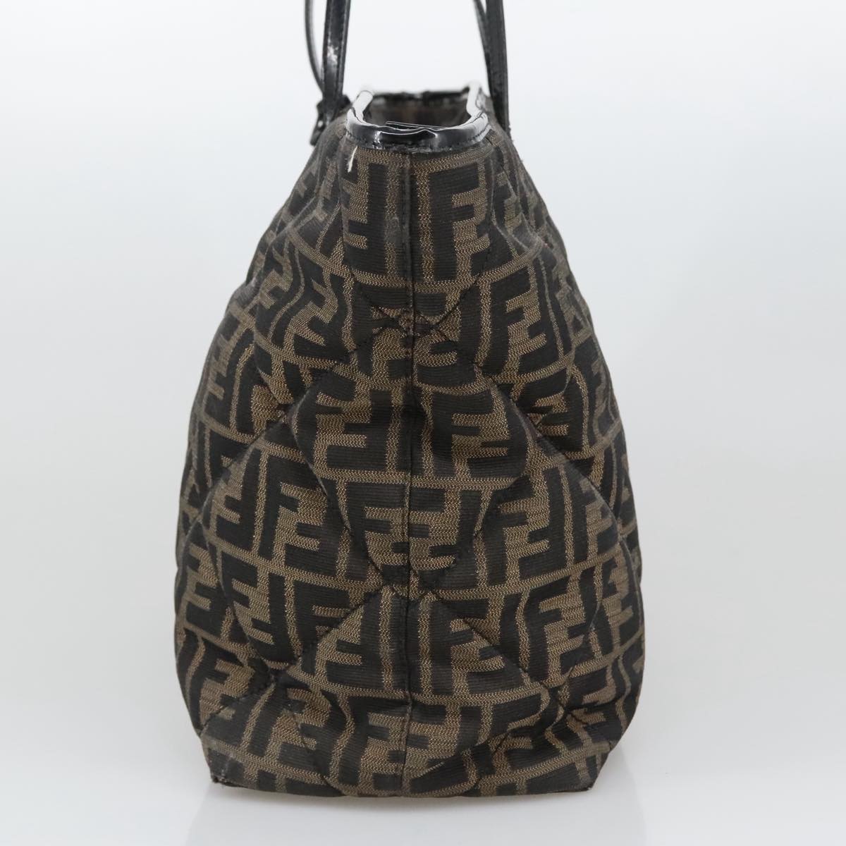 FENDI Zucca Canvas Quilted Tote Bag Brown Black 105094