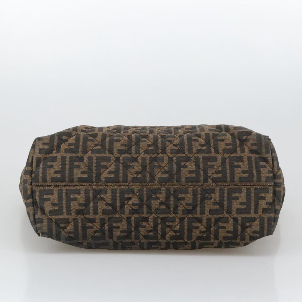 FENDI Zucca Canvas Quilted Tote Bag Brown Black 105094