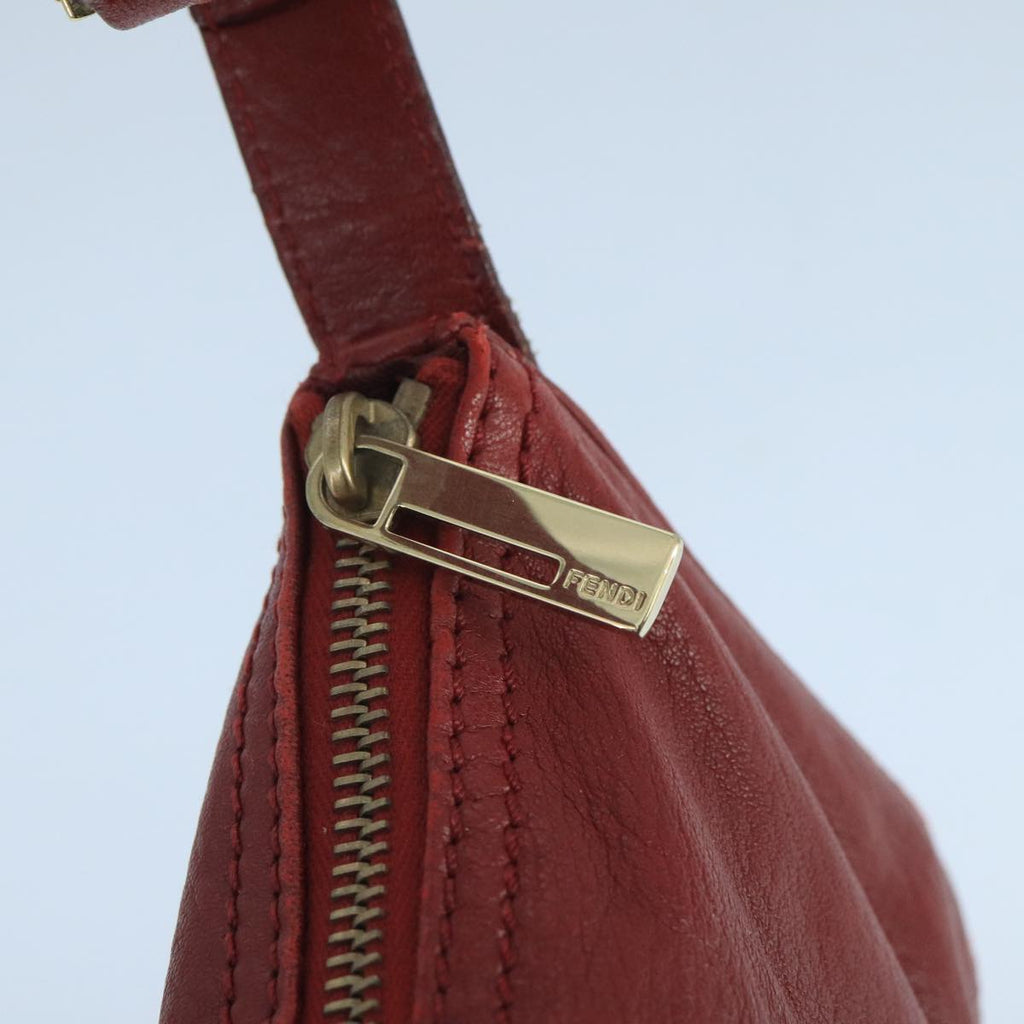 FENDI Shoulder Bag Leather Red Gold 105129