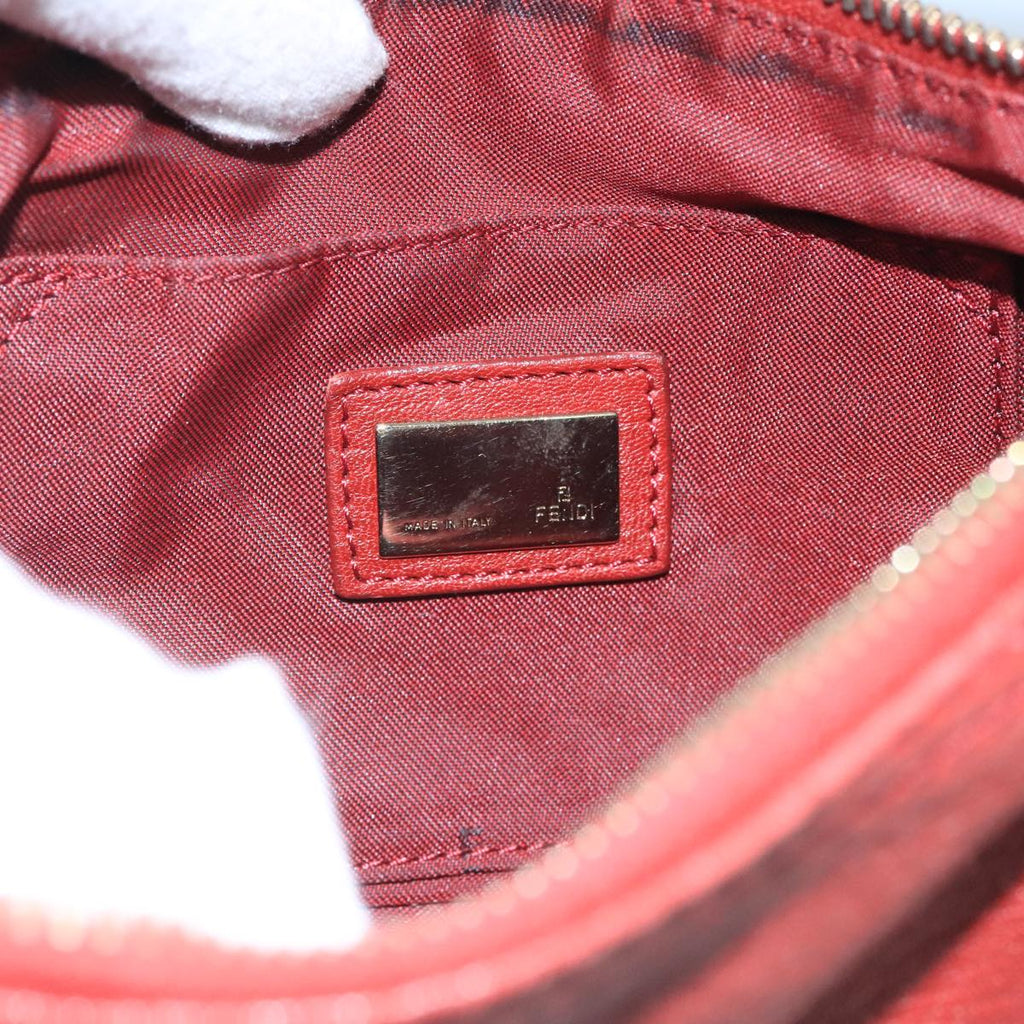 FENDI Shoulder Bag Leather Red Gold 105129