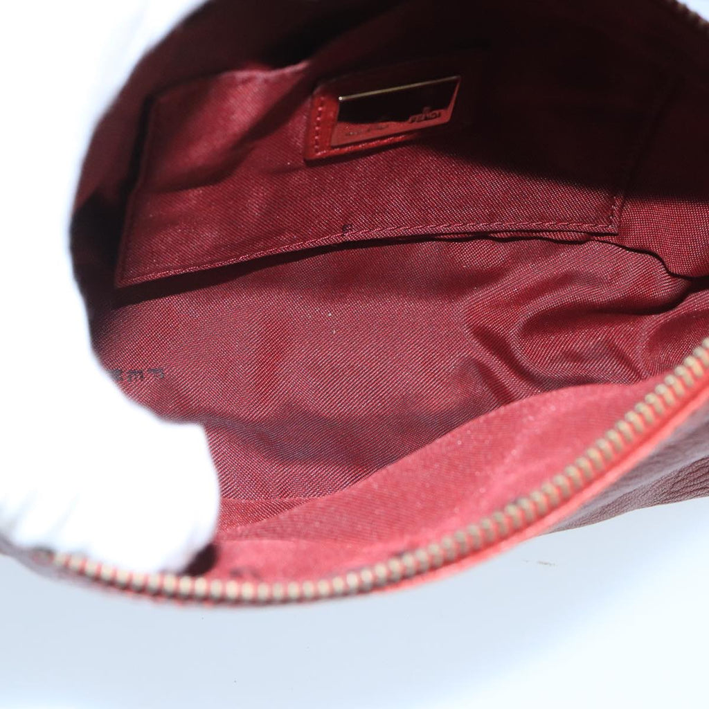 FENDI Shoulder Bag Leather Red Gold 105129