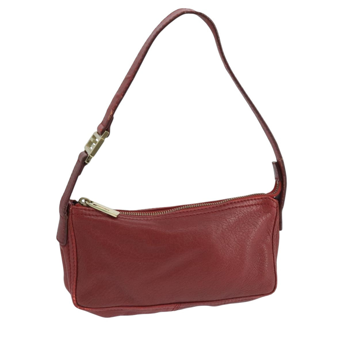 FENDI Shoulder Bag Leather Red Gold 105129