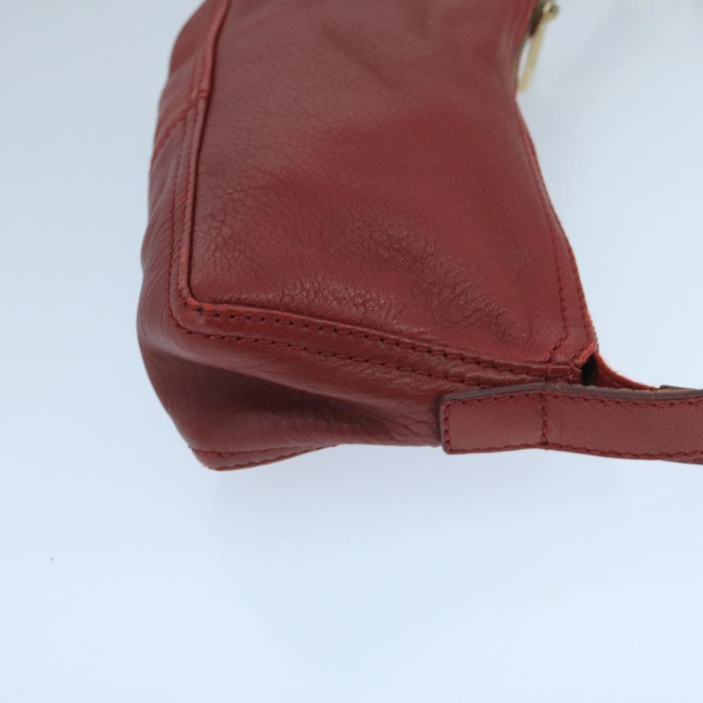 FENDI Shoulder Bag Leather Red Gold 105129