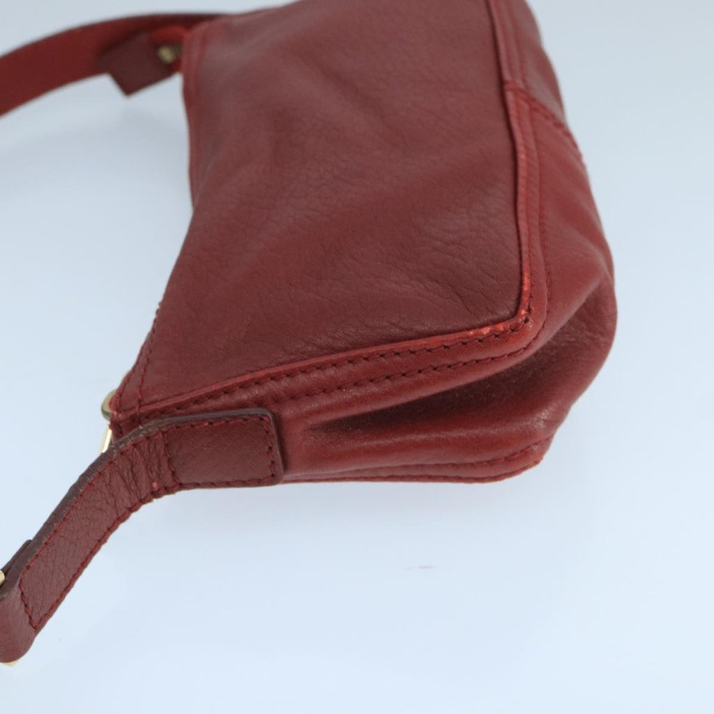FENDI Shoulder Bag Leather Red Gold 105129
