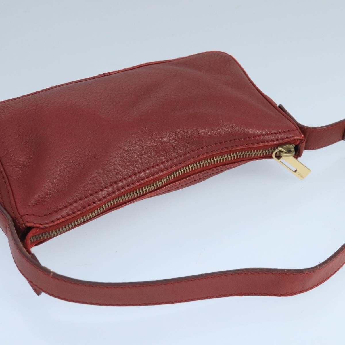 FENDI Shoulder Bag Leather Red Gold 105129