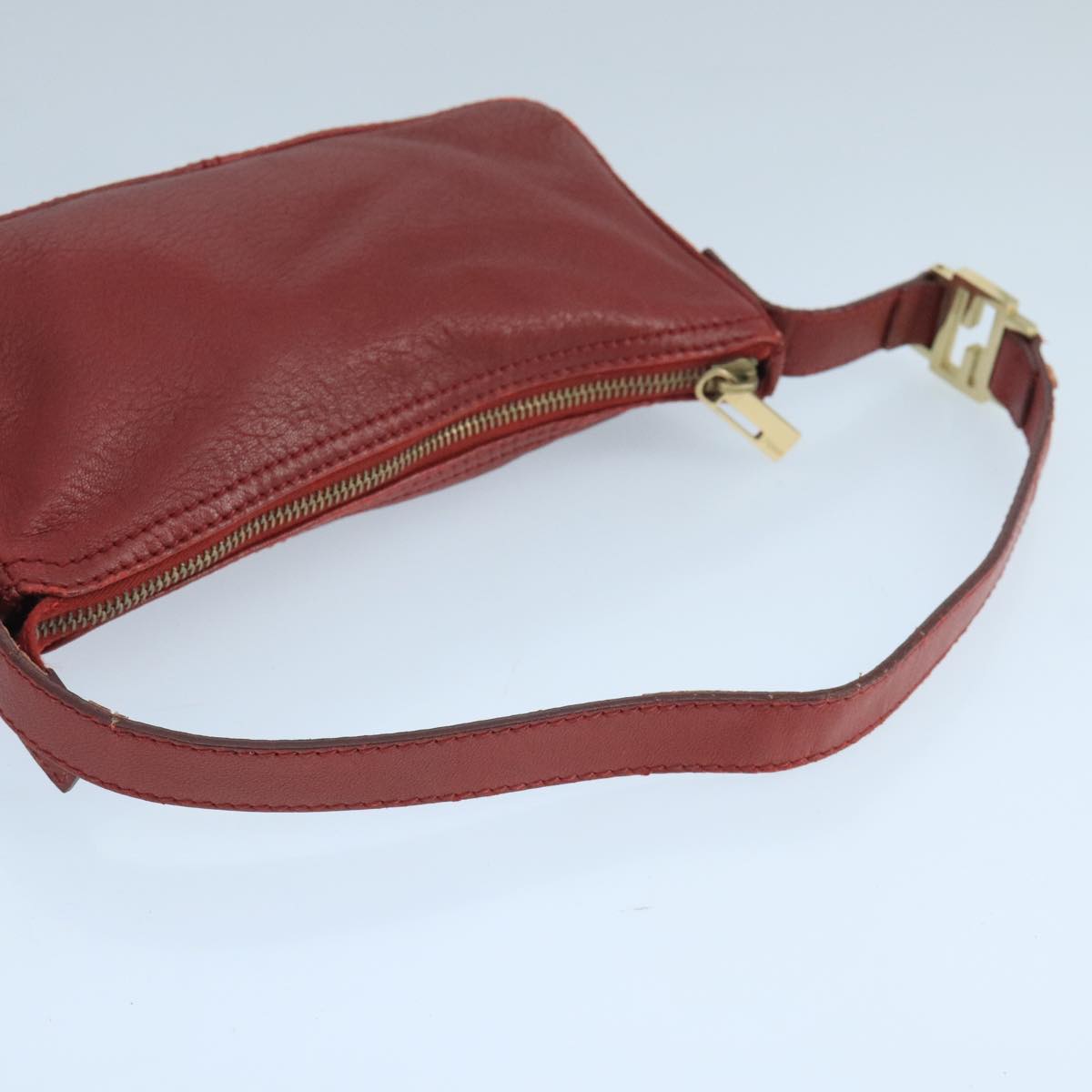 FENDI Shoulder Bag Leather Red Gold 105129