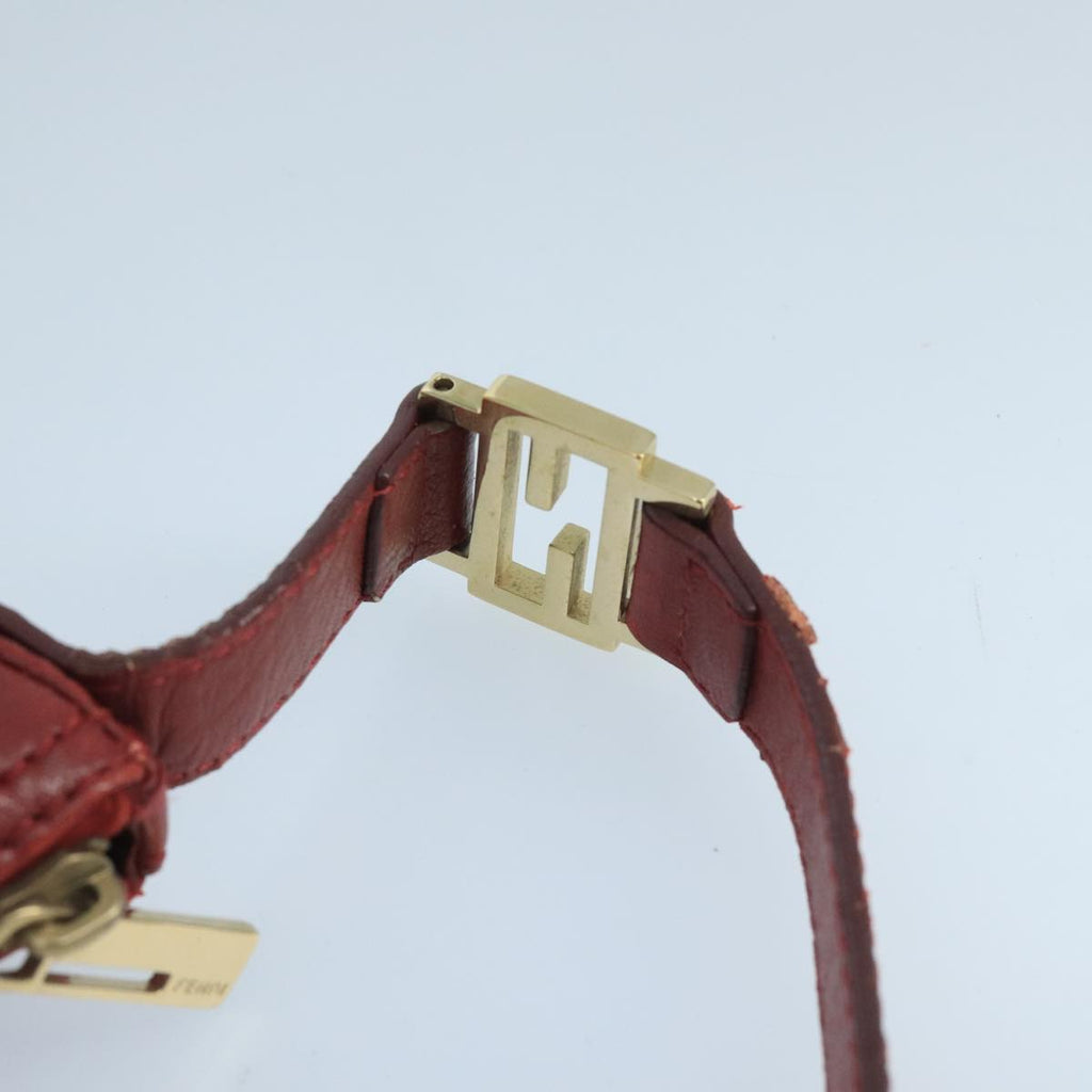 FENDI Shoulder Bag Leather Red Gold 105129
