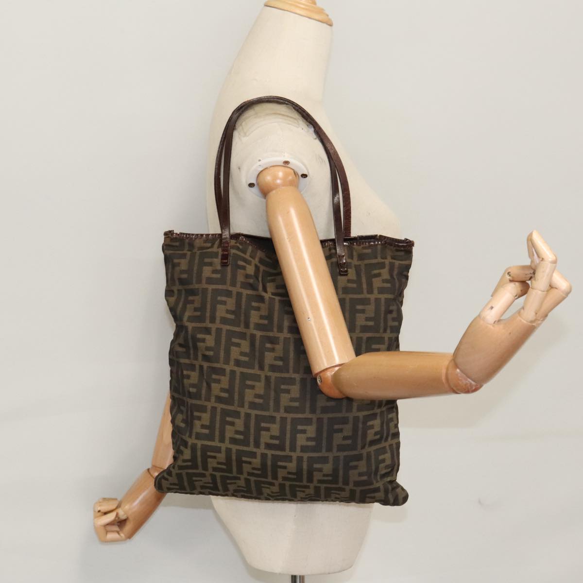 FENDI Zucca Canvas Tote Bag Brown Black 105206