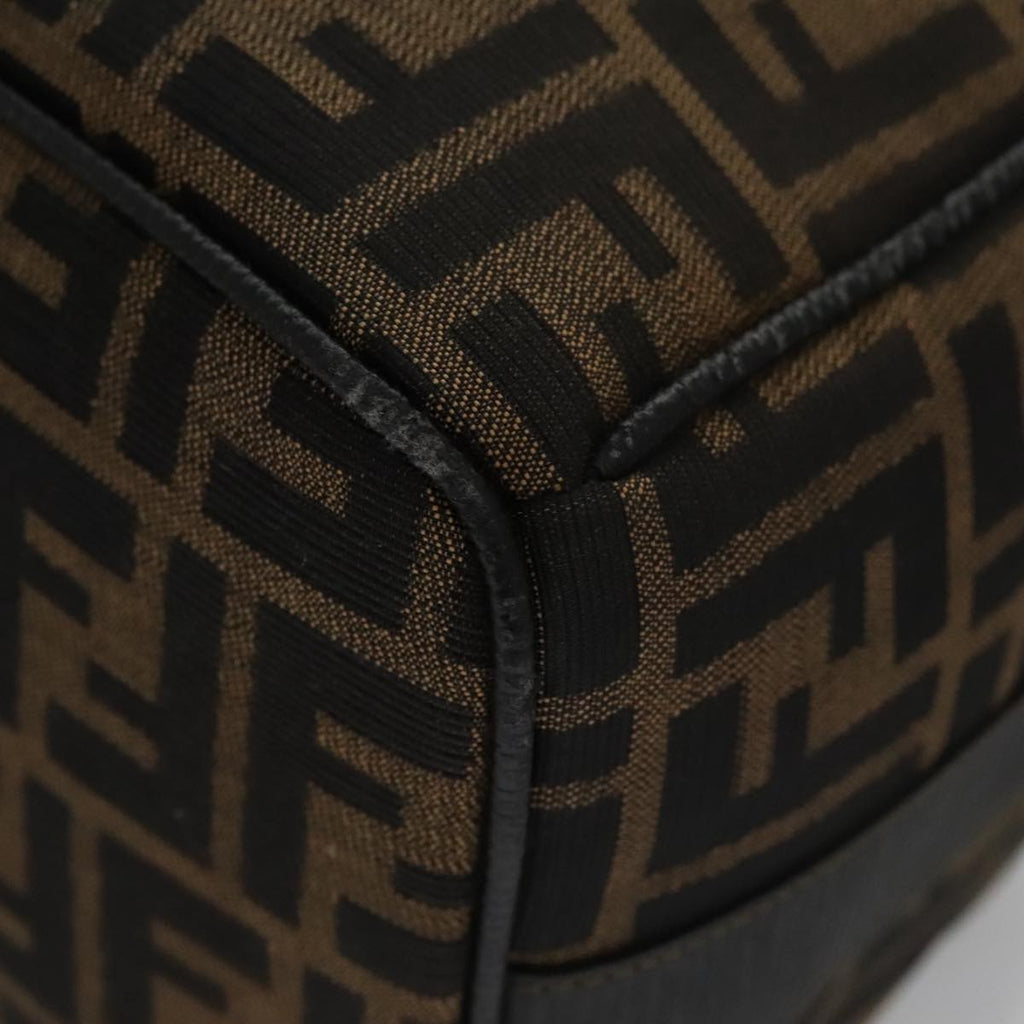 FENDI Zucca Canvas Vanity Hand Bag Brown Black gold 105251