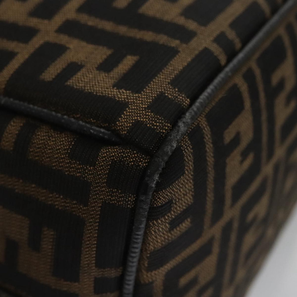 FENDI Zucca Canvas Vanity Hand Bag Brown Black gold 105251
