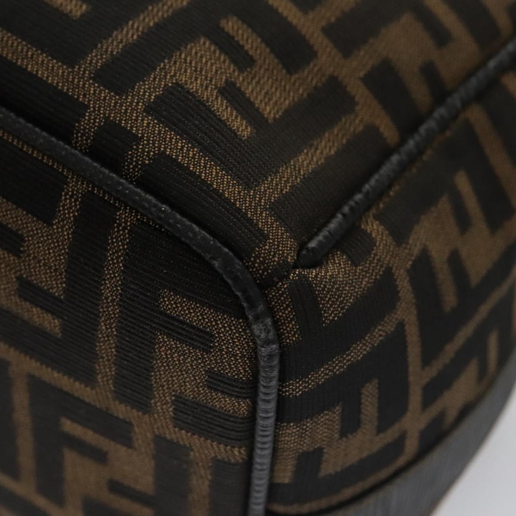 FENDI Zucca Canvas Vanity Hand Bag Brown Black gold 105251