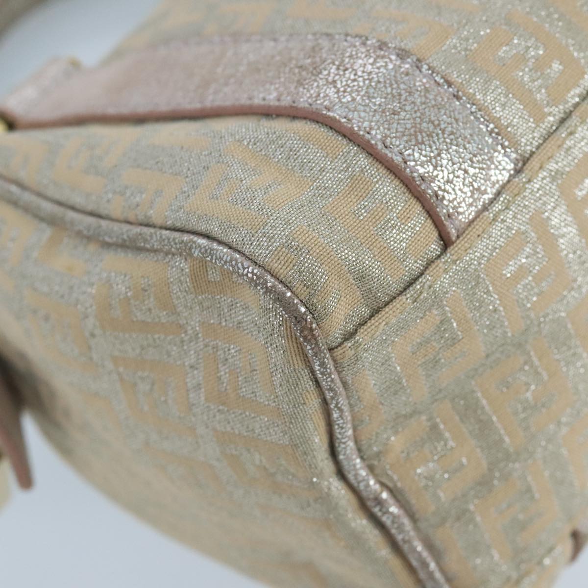 FENDI Zucchino Canvas Hand Bag Silver 105253
